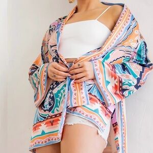 HUSH Colorful Patterned Kimono Jacket